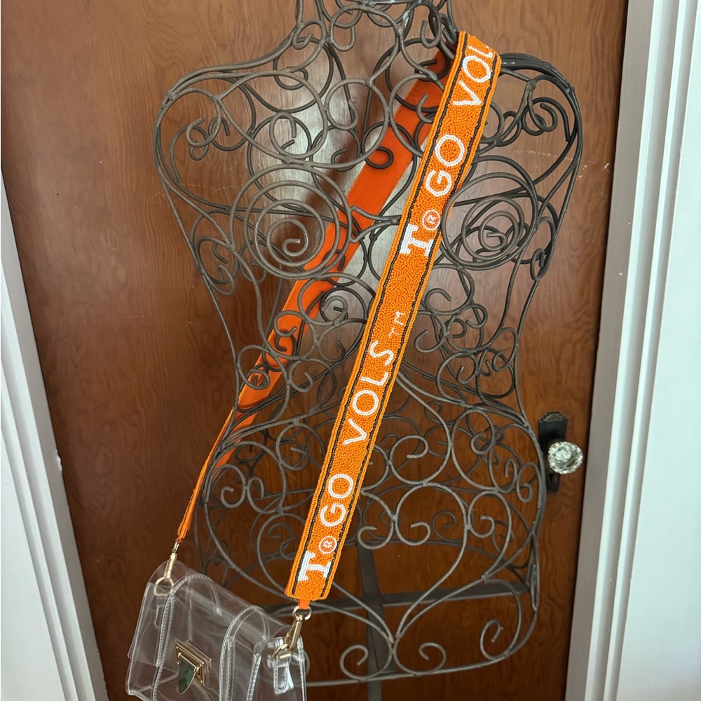 Clear Crossbody Bag with Orange Strap